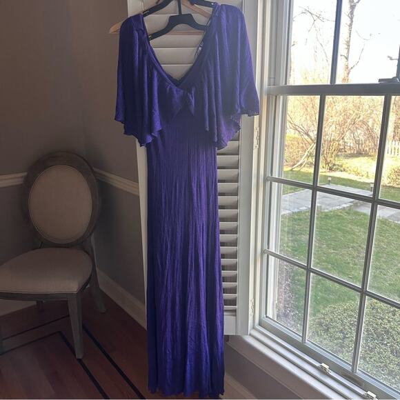 Zara Women's Metallic Purple Knit Maxi Dress Size Small Nwt - Picture 3 of 6